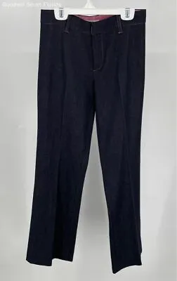 Vertigo Paris Womens Blue Denim Medium Wash Stretch Wide Leg Dress Pants Size 36 • $12.99