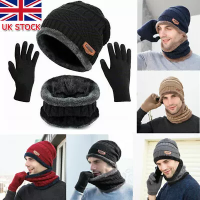 Mens Women Beanie Hat And Neck Scarf Knitted Gloves Set Winter Warmer 2-3PCS Set • £6.29