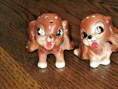 Vintage Pr. Of Brown Puppies Dog Salt & Pepper Set Kreiss Japan • $11.50