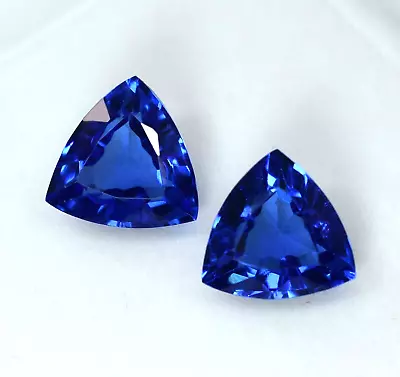 16.80 Ct Natural Blue Tanzanite CERTIFIED Trillion Cut Loose Gemstone Pair • £13.66