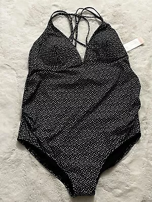Liz Lange Target Womens Sz XL Maternity Bathing Swim Suit One Piece Black White • $19.99