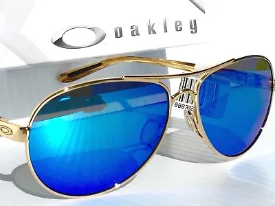 NEW Oakley FEEDBACK Gold AVIATOR POLARIZED Galaxy Sapphire Women's Sunglass 4079 • $178.87