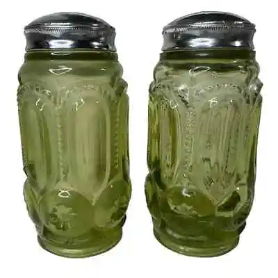 Vintage LE Smith Moon And Stars Light Green Salt And Pepper Shakers • $27.97