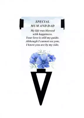 Mum And Dad - Plastic Memorial Laminated Message Card & Holder Stick Plaque • £4.95