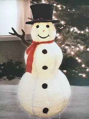 72  Fluffy Top Hat Lighted Snowman Sculpture Outdoor Christmas Decor • $149.99