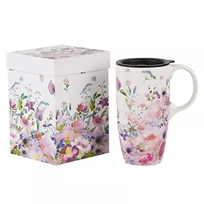 Ceramic Coffee Mug Travel Cup Gift With Lid 17oz Porcelain Tall Tea Cup With... • $32.08