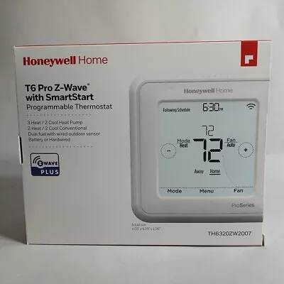 $88.96 • Buy Honeywell Home Z-Wave T6 Pro With SmartStart Thermostat TH6320ZW2007-Brand New 