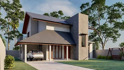 Modern House Plan Roof Type 3D Images DWG CAD File And PDF For Blueprint Plans • £38.61