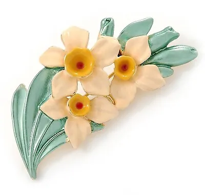 Beautiful Daffodil Gold Plated Pin Brooch • £7.25