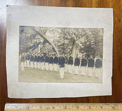 Antique Military Perhaps Photograph Men Uniforms Swords Cap Badges IND On Collar • $17.49
