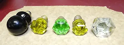 Vintage Glass Art Deco Overmyers Threaded Door Drawer Knob Pulls Various Colors • $30