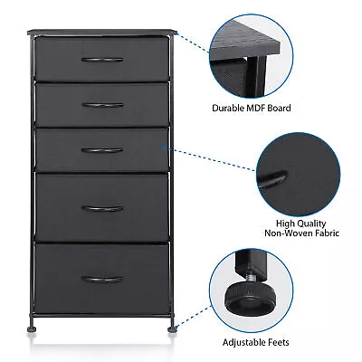 Versatile Chest Of 5 Drawers Sturdy Storage Cabinet Non-woven Fabric Home Decor • $42.58