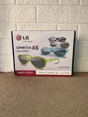 LG Cinema 3D Glasses Party Pack 4 Glasses For LG Cinema 3D AG-F315 Boxed TV • £12.99