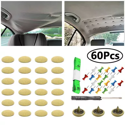 60Pcs Car Roof Liner Ceiling Kit Repair Buckle Sagging Headliner Pins Rivet Snap • $12.82