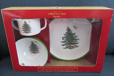 Spode Pimpernel Christmas Tree 3 Piece Baby Feeding Set Melamine New Breakfast • £39.99