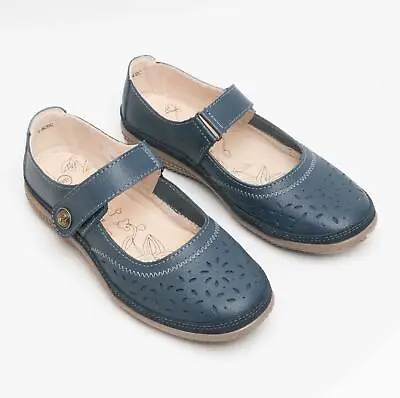 Boulevard Womens Ladies Comfy Fuller Fit Extra Wide EEE Leather Mary Jane Shoes • £33