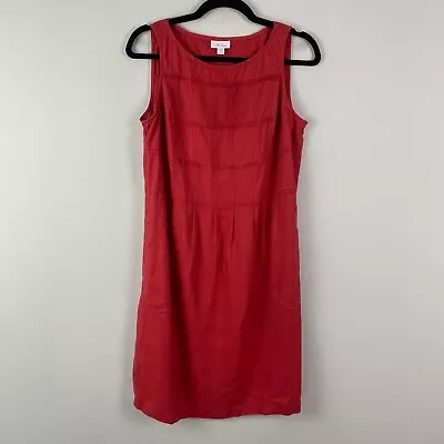 J Jill Love Linen Pintuck Shift Dress Size Petite Small Red Sleeveless Pockets • $21.95
