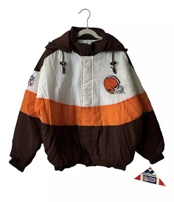 Vintage Cleveland Browns Apex One Jacket Coat Youth Size Large Deadstock NWT 90s • $135