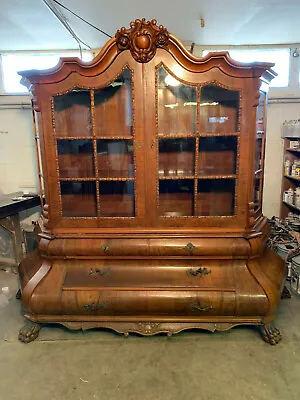 Antique Late 19th / Early 20th Century Likely European Large Bombe China Cabinet • $13500