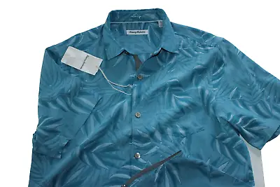 Tommy Bahama Camp Shirt Coconut Point Jacquard Mambo Blue SS New Medium M • $56.95