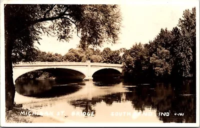 Real Photo Postcard Michigan Street Bridge In South Bend Indiana • $8