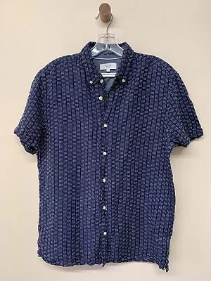 NEXT - Mens Size M Blue & White Short Sleeved Linen & Cotton Shirt • $9.85