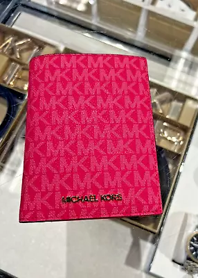 Michael Kors Jet Set Travel MK Women Passport ID Wallet Card Case Electric Pink • $108