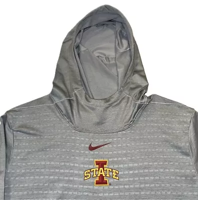 Team Nike Iowa State Cyclones Pullover Hoodie Grey Center Swoosh Mens Size Large • $35