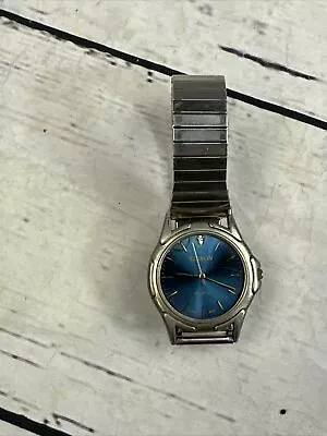 Men Vintage Edison Diamond Accent Nugget Stainless Steel Blue Dial Needs Battery • $6.79