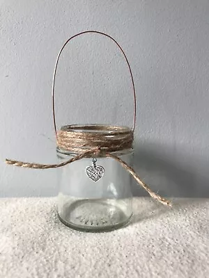 £2.90 • Buy Hanging Glass Jar Tea Light Candle Holder Copper Wedding Twine Lantern Vase