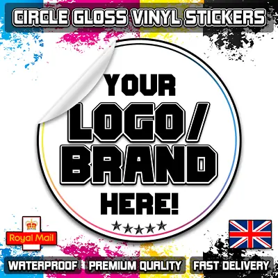 CUSTOM BUSINESS LOGO LABELS Round Vinyl Stickers - GLOSS - High Quality Branding • £119.99