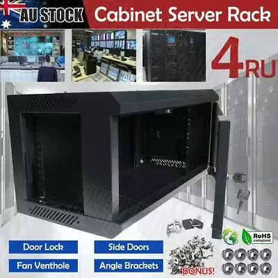 4RU 19 Inch 450mm Deep Wall Mount Cabinet Server Rack Data Network Comms 4U 19  • $90.99