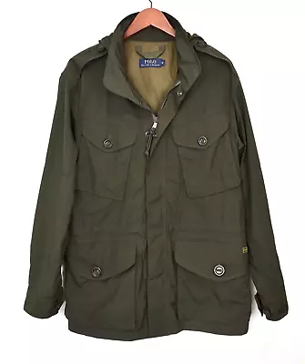 New POLO RALPH LAUREN Military Field Jacket Mens M Water Repellent Olive Green • $145