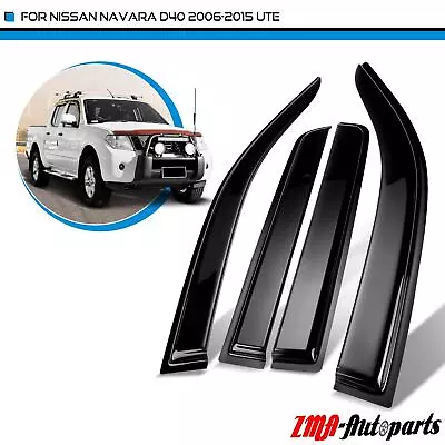 Window Visors Rain Sun Wind Guard Weathershields Black For Nissan NAVARA D40 UTE • $43.90