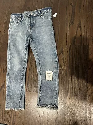 7 For All Mankind Girls Light Wash Straight Leg Raw Hem Jeans Size 4T Toddler • $9.99