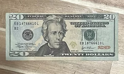 $20 Dollar Bill  2004 Miscut Error/ Misprint - FREE SHIPPING - $74.99 OBO • $74.99