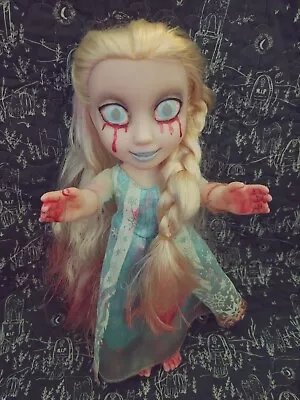 Ooak Custom Disney My First Princess Doll Ghoulish Elsa. Goth Horror Bloody • $35