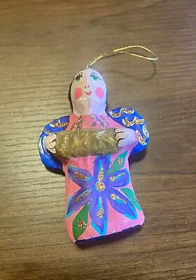 Mexican Paper Mache Angel Christmas Ornament Hand Painted Mexico Folk Art NWOT • $12.99