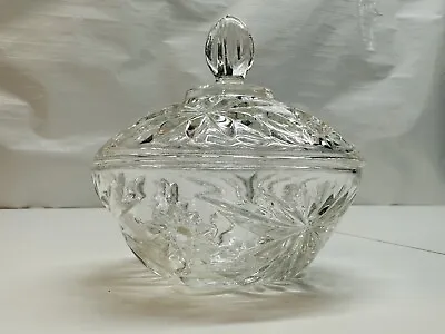 Vintage Glass Candy Dish With Lid  Anchor Hocking Prescut Star Of David Clear • $3.18
