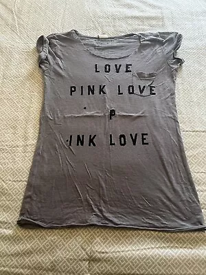 Victorias Secret Love Light Gray Burnout Short Sleeve Top Tshirt Small Euc! • $3.99