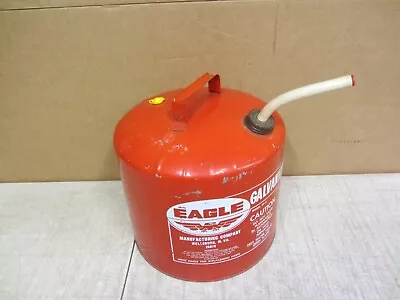 Vtg Metal Vented Gasoline Can Eagle 5 Gallon Gas Oil Old Style W Spout Sp-5 • $48.99