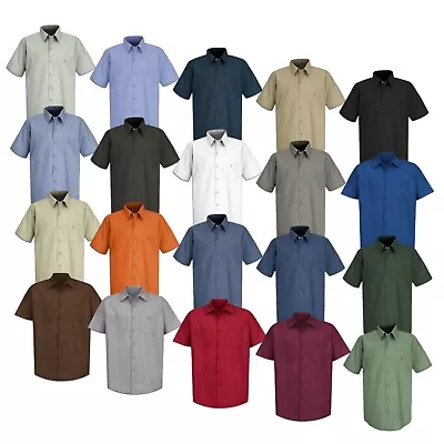 Red Kap Work Shirt Solid Color 2 Pocket Men's Industrial Uniform Short Sleeve • $15.98