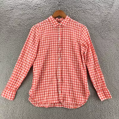 J Crew Classic Fit Boy Shirt Youth 6 Red Checkered Long Sleeves Button Down • $18.99