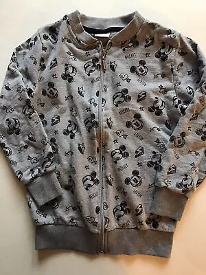 Boys Disney Size 9 10 Sweatshirt Full Zip Jacket Gray Long Sleeve Mickey Mouse • $12.35