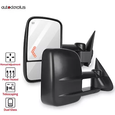 Tow Mirrors Set For 03-06 Chevy GMC Silverado 1500 2500 Power Heated LED Signal • $81.94