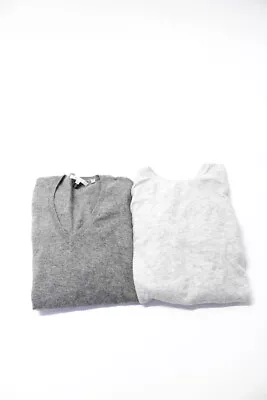 Vince Womens 100% Cashmere V Neck Pullover Sweaters Light Gray Size XXS XS Lot 2 • $52.45