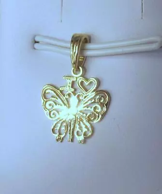 I Heart Butterflies 14K Yellow Gold Charm • $0.99