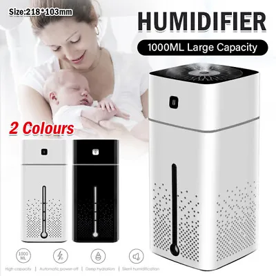 1L Ultrasonic Air Humidifier Mist Aroma Diffuser Oil Purifier LED Light USB OZ • $14.23