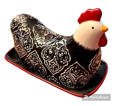 VTG Cracker Barrel Farmhouse Chicken Hen Covered Butter Dish Susan Winget • $39.95