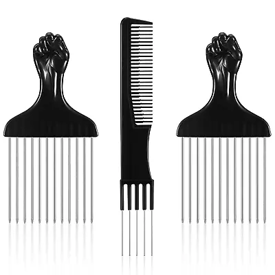 3 Pieces Metal Hair Pick Lift Hair Pick Salon Teasing Back Combs Pink Or Black C • $12.99